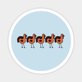 Five Turkey Birds are Funny Thanksgiving Animals Magnet